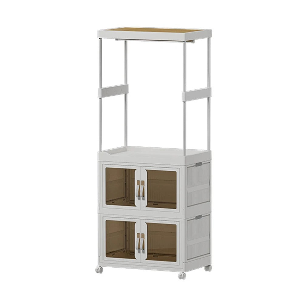 Mobile Wardrobe Portable Closet Large Capacity Clothes Organizer with Wheels Clothing Storage Shelf for Bedroom Living Room