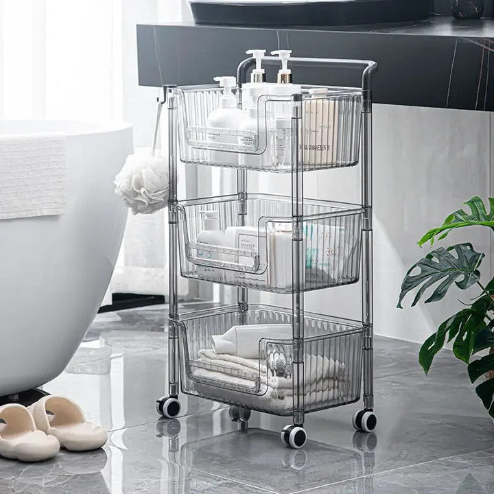 Kitchen Corner Small Cart Storage Rack Movable With Wheels For Bedroom Living Room Bathroom Snack Book Toy Storage Shelf Z6C3F3