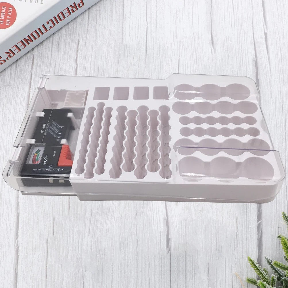 Battery Storage Organiser Holder with Tester Holds 93 Batteries Battery Caddy Rack