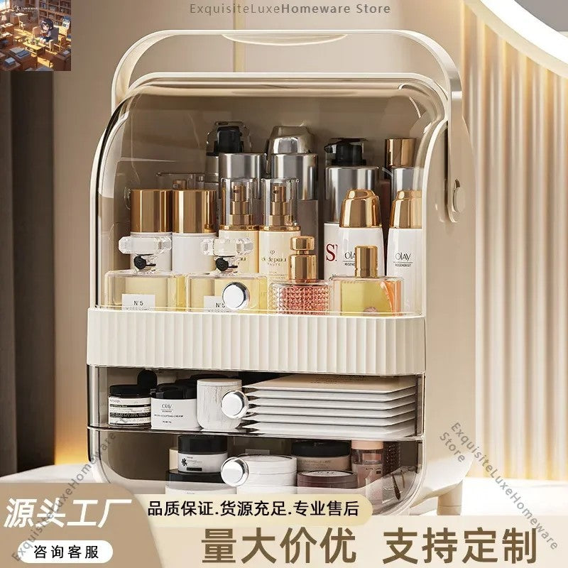 New Cosmetics Storage Box Premium Desktop Storage Dust-proof Skin Care Products Dresser Box Multi-layer Transparent Shelf