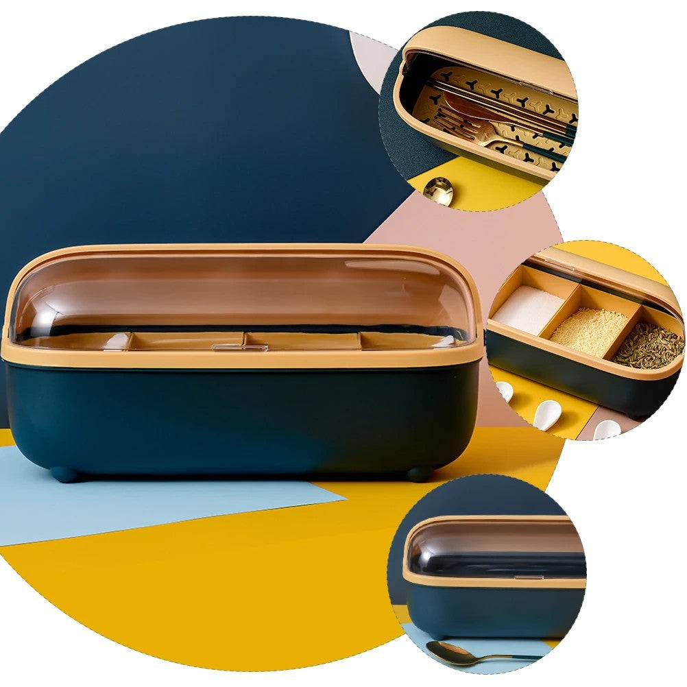 Seasoning Box Kitchen Spice Jar Condiment Storage Container Multi-Grid Spice Organizer Plastic Condiment Container For