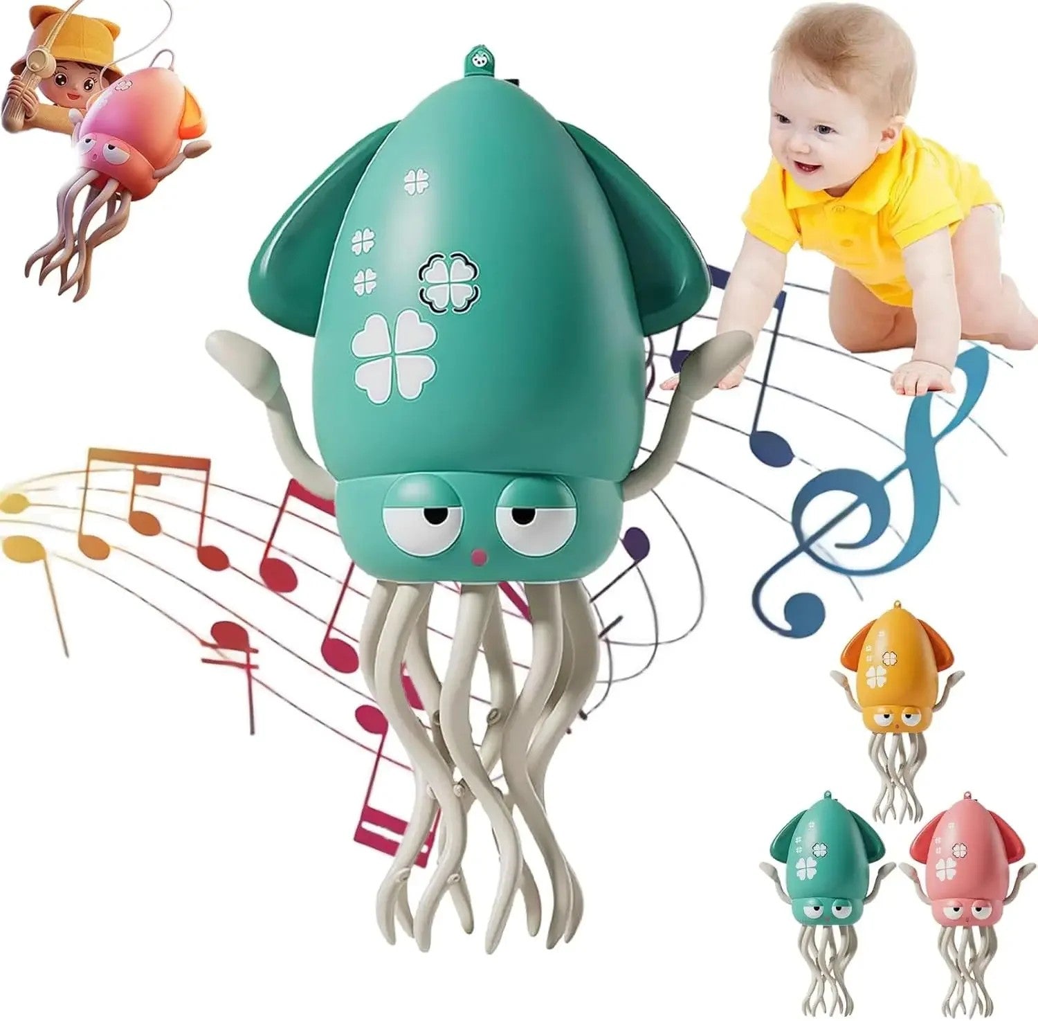 Funny Electric Auto-Avoid Octopus with Led Lights Music Electric Crawling Octopus Stress Relief Gift Interactive Robotics Gags