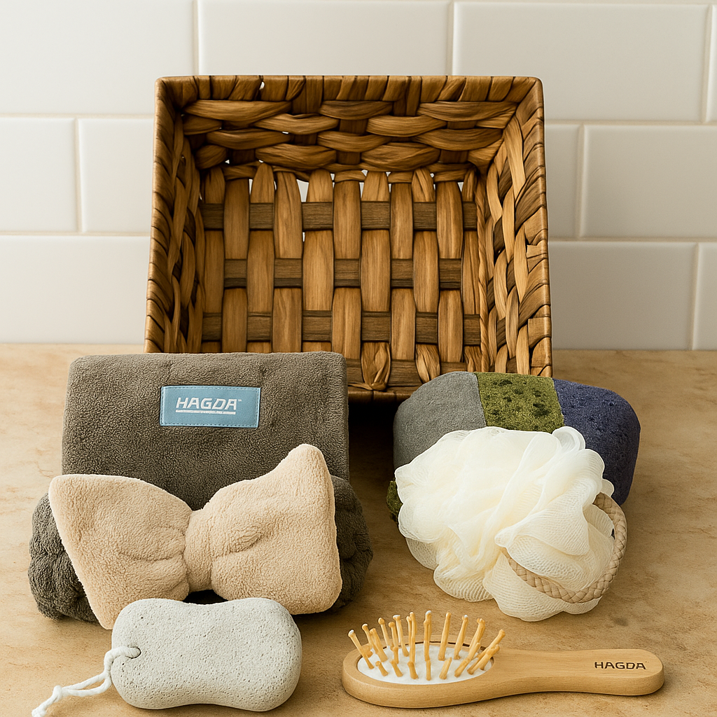 Deluxe Spa Bath Accessories Gift Set with Woven Basket Spa Accessories