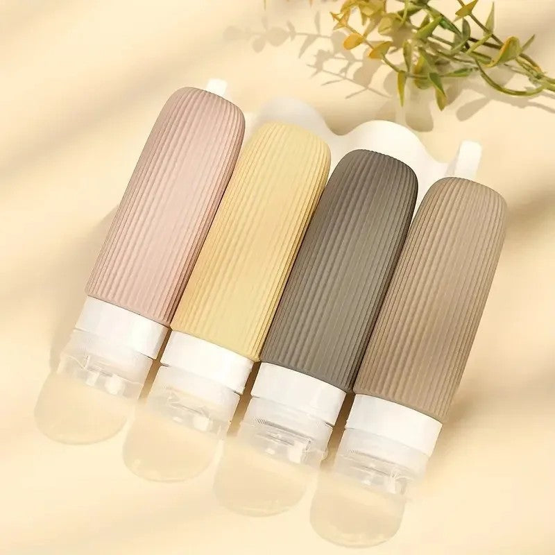 4pcs Silicone Gel Portioning Bottles Set for Body Wash, Skincare Lotion, Thickened Silicone Bottles for Travel Portioning