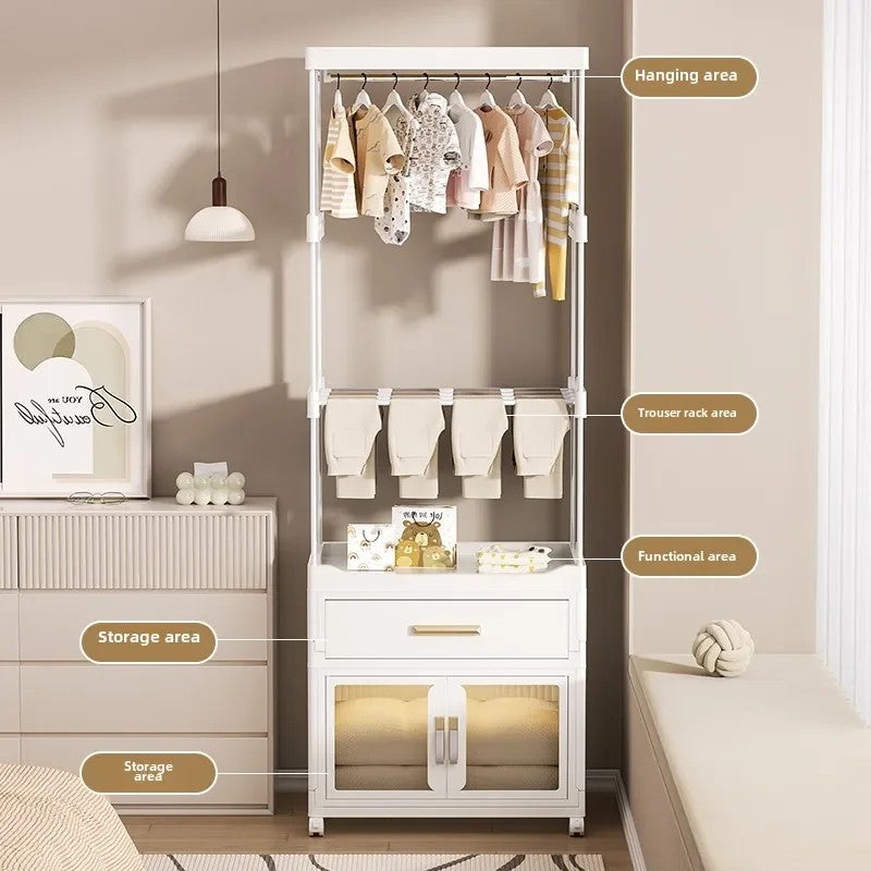 Baby wardrobe bedroom hanger bedside clothes storage cabinet rack drawer floor multi-function