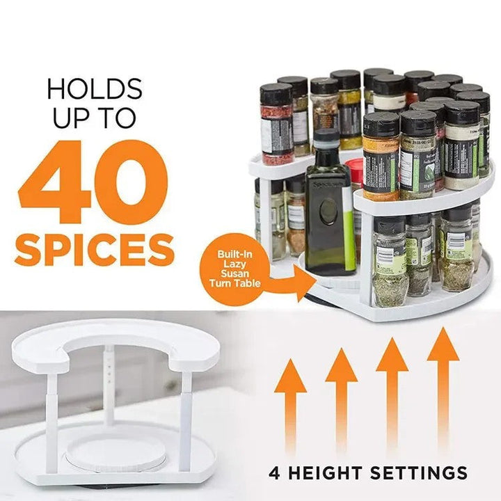 New Double Layer Rotating Spice Kitchen Storage Rack Holder Shelf Stand China Origin Household Goods Ground Installation