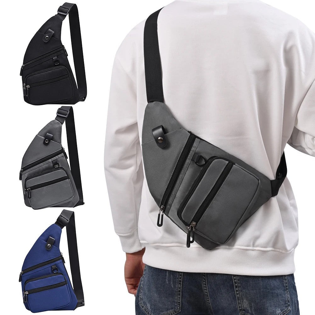 Canvas Men's Bag Fanny Pack Multi-Pocket Waterproof Casual Chest Bag