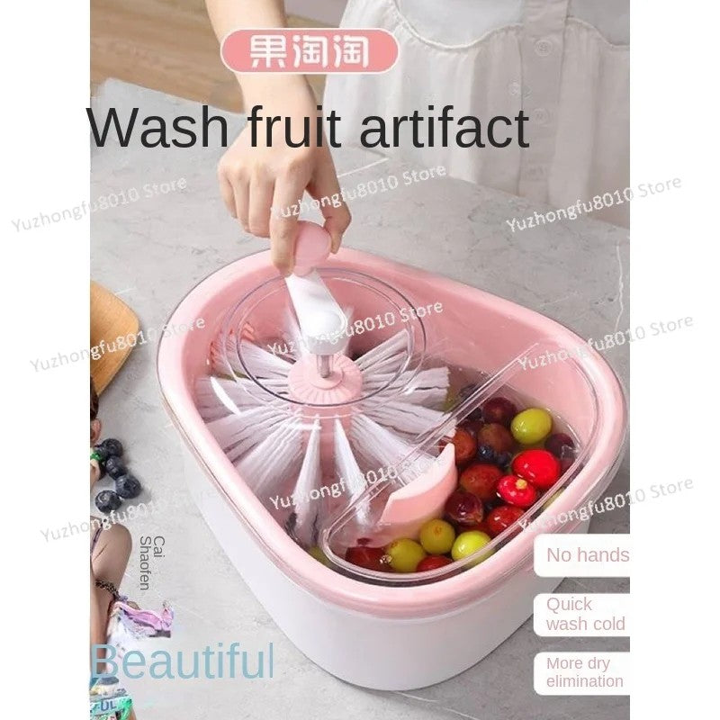 Fabulous Fruit Washing Tool Hand Wash-Free Fruit Pot Kitchen Drain Basket to Remove Farm Residue Stains Household