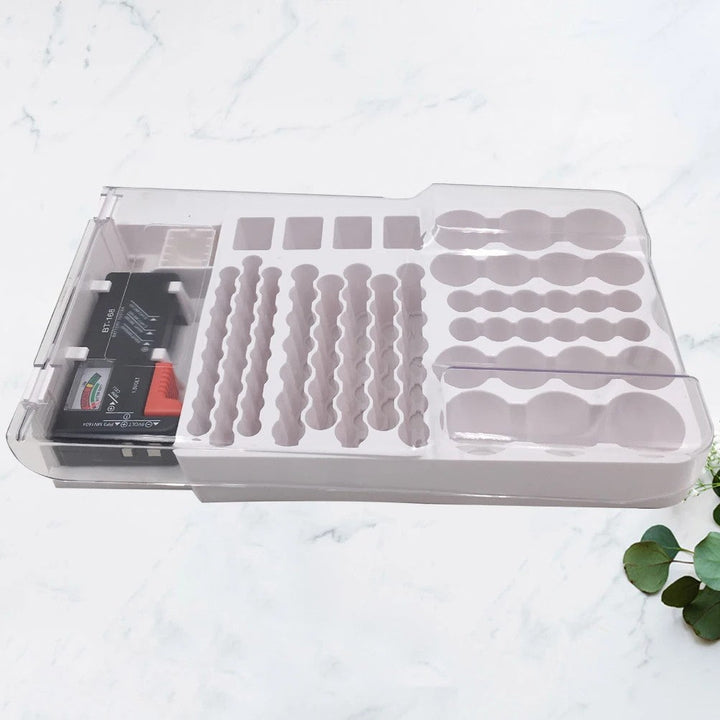 Battery Storage Organiser Holder with Tester Holds 93 Batteries Battery Caddy Rack