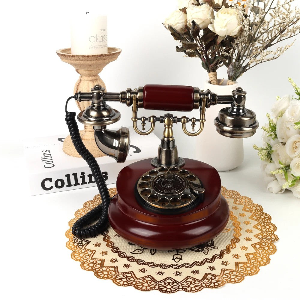 Audio Guestbook Phone for Wedding Home Decoration Telephone Wooden Style Phone Audio Guest Book Antique Telephone