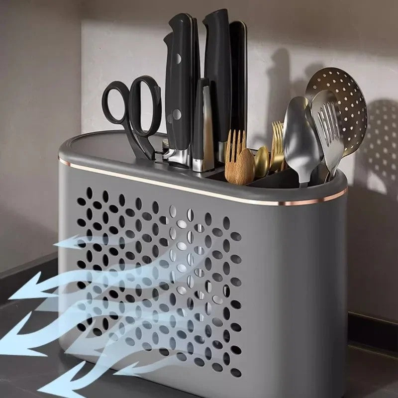 Multi-purpose Knife Chopsticks Holder with Seasoning Box Kitchen Plastic Utensil Drying Rack Spoon Fork Cutlery Storage Cylinder