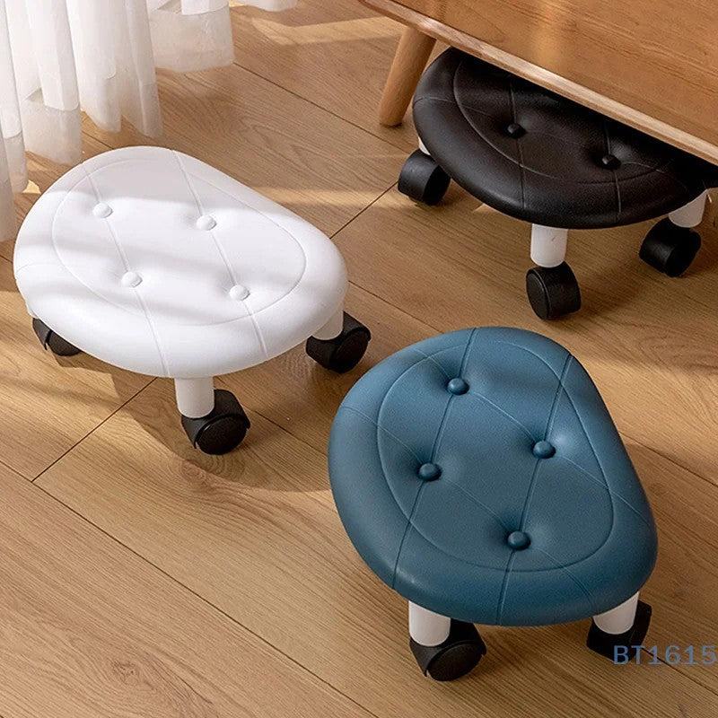 Low Rolling Stool Household Pulley Chair Footstool 360 Degree Rotating Stool Seat With Wheels Children Shoe Changing Stool
