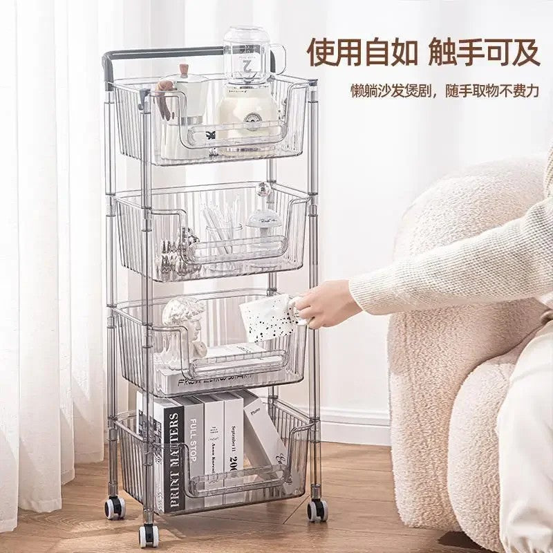 Kitchen Corner Small Cart Storage Rack Movable With Wheels For Bedroom Living Room Bathroom Snack Book Toy Storage Shelf Z6C3F3