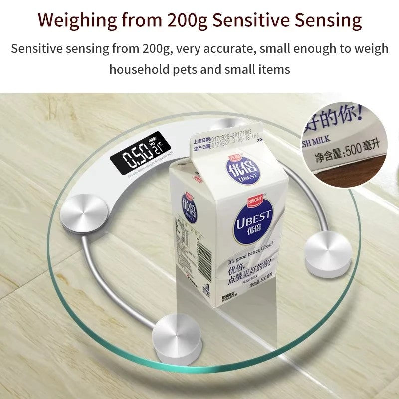 New Digital Scale Round Transparent Weight Scale Charging Electronic Scale LCD Display Scale Bathroom Scale Weighing Scale