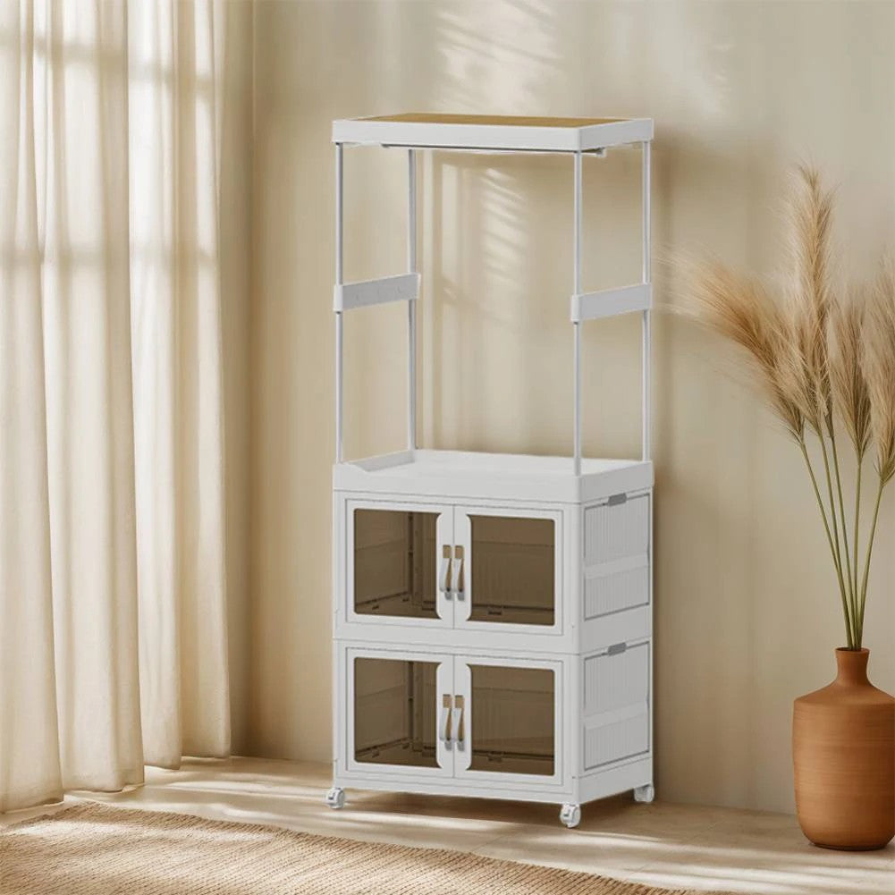 Mobile Wardrobe Portable Closet Large Capacity Clothes Organizer with Wheels Clothing Storage Shelf for Bedroom Living Room