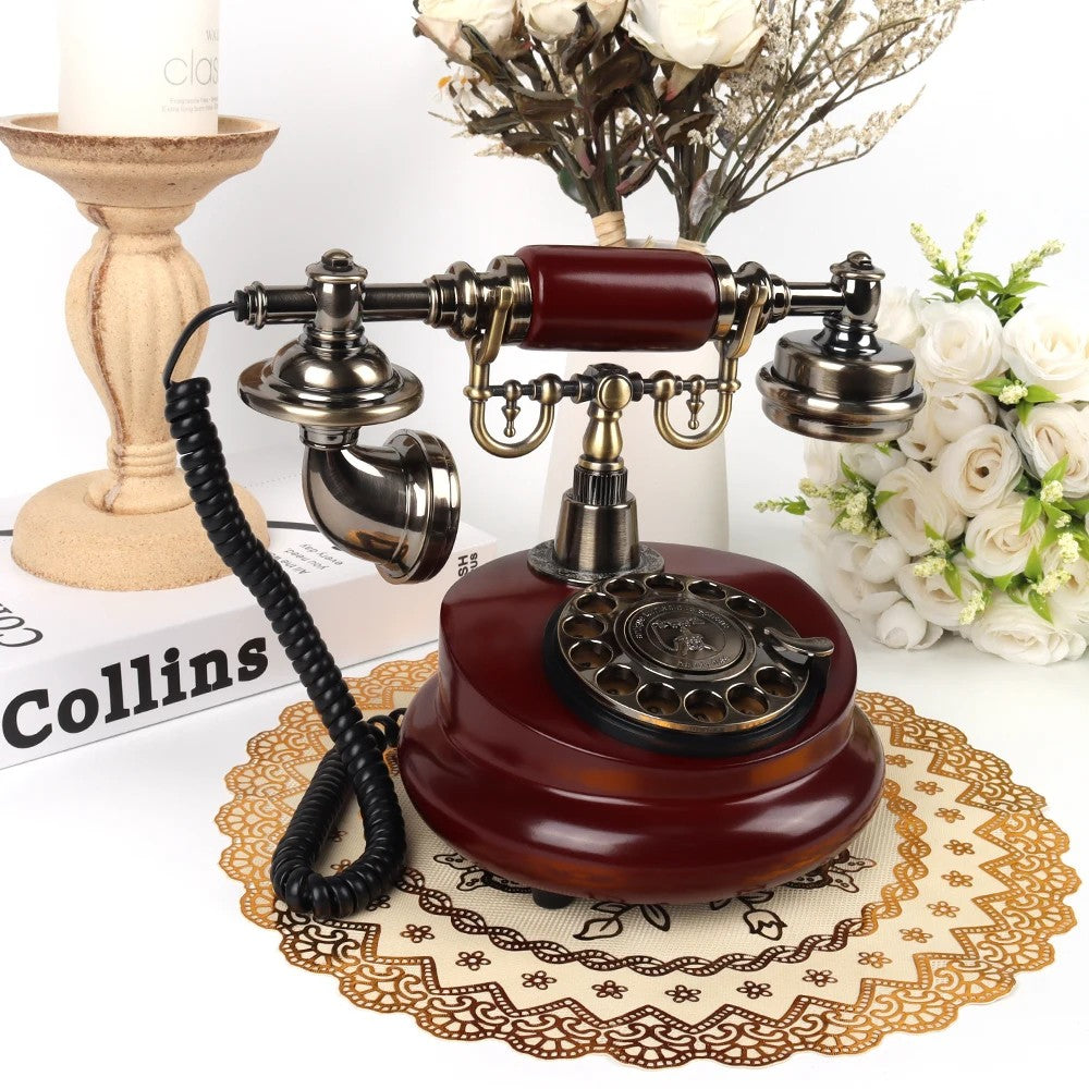 Audio Guestbook Phone for Wedding Home Decoration Telephone Wooden Style Phone Audio Guest Book Antique Telephone