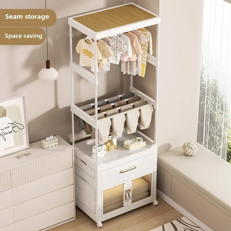 Baby wardrobe bedroom hanger bedside clothes storage cabinet rack drawer floor multi-function