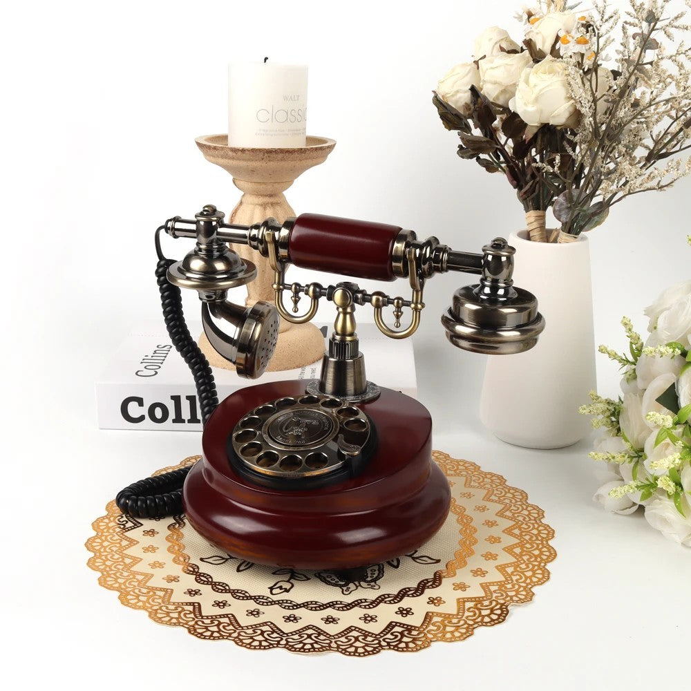 Audio Guestbook Phone for Wedding Home Decoration Telephone Wooden Style Phone Audio Guest Book Antique Telephone