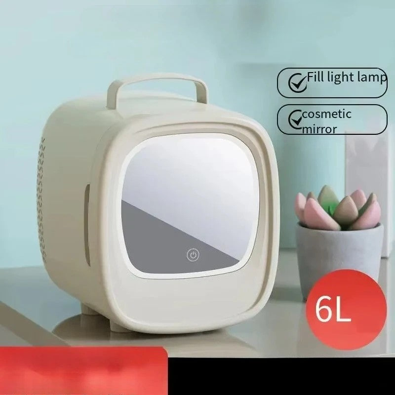 Portable Refrigerator Skin Care Cosmetics Beverage Cosmetics Mini Refrigerator with Mirror