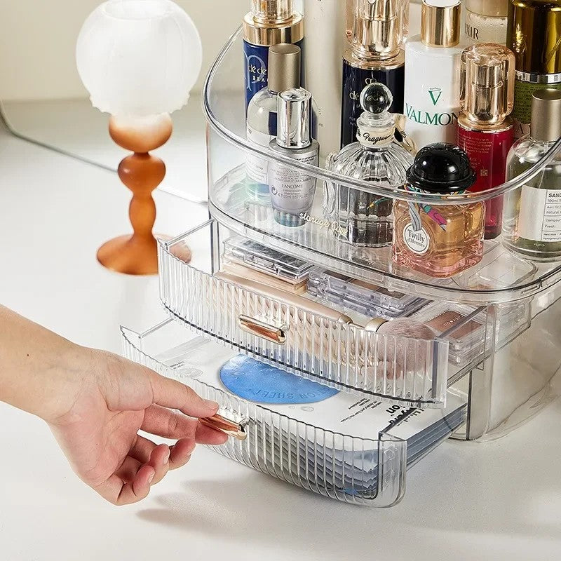 Transparent Desk Makeup Organizer Box,  Cosmetic Jewelry Storage