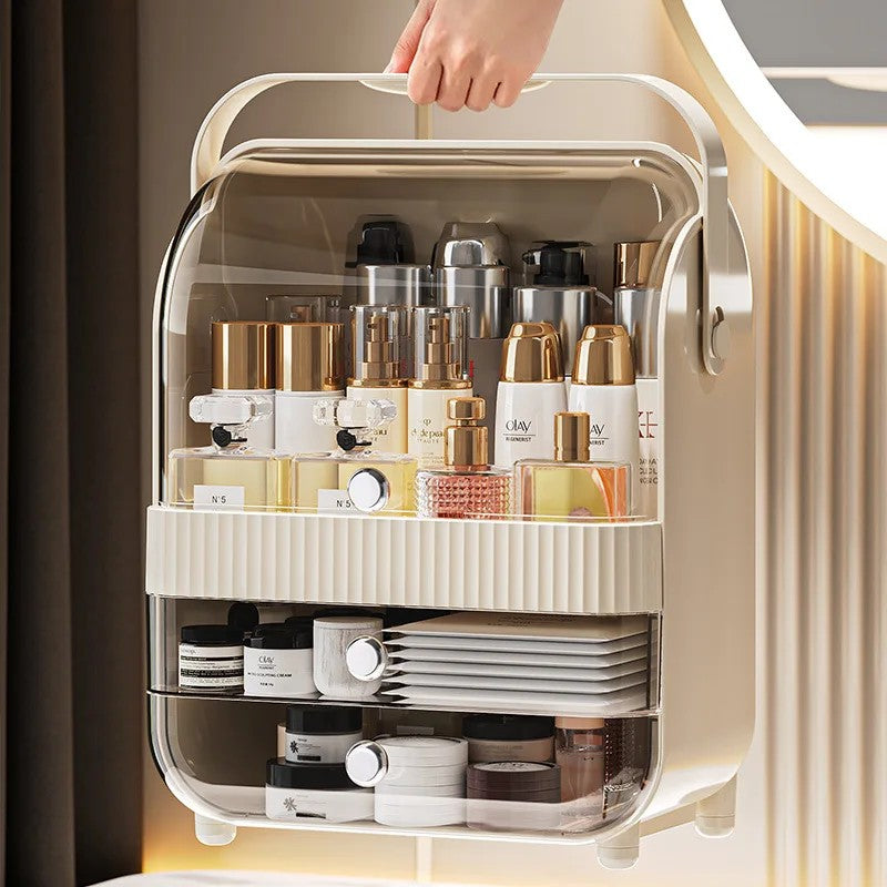 New Cosmetics Storage Box Premium Desktop Storage Dust-proof Skin Care Products Dresser Box Multi-layer Transparent Shelf