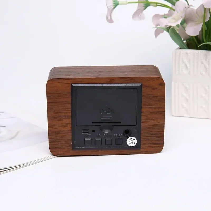 LED Wooden Watch Table Voice Control Digital Wood Despertador