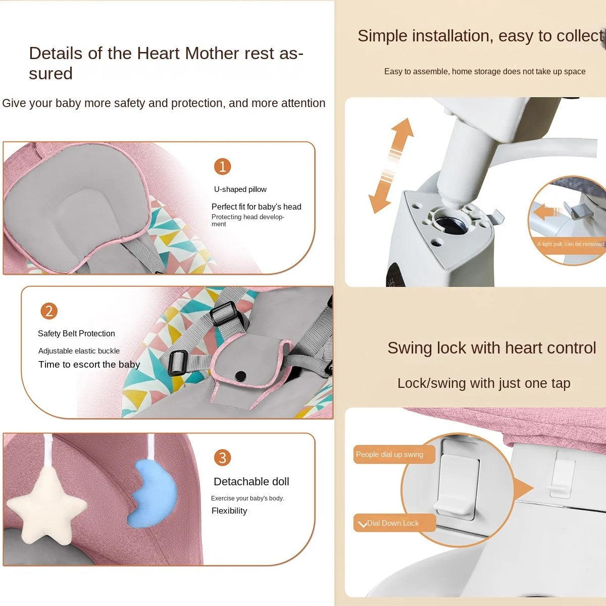 Baby Rocking Chair Electric Sleeping Basket Baby Electric Bassinet Smart Rocking Chair for Children Electric Baby Swing