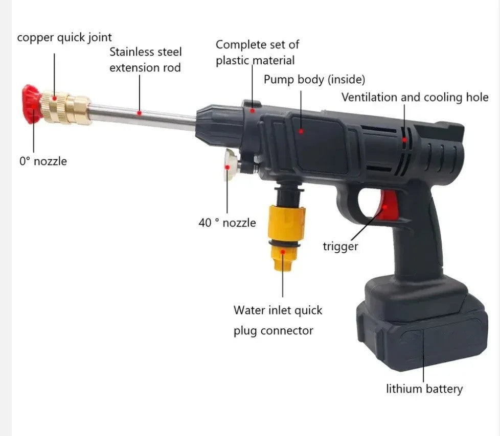 Rechargeable Wireless Car Wash Machine Cordless Car Care High-pressure Cleaning Water Spray Gun Car Washer