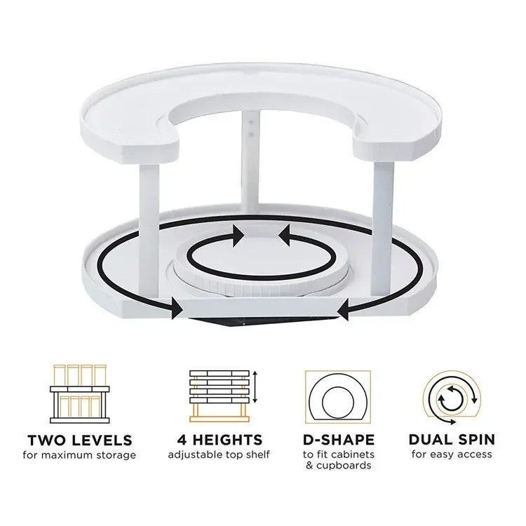 New Double Layer Rotating Spice Kitchen Storage Rack Holder Shelf Stand China Origin Household Goods Ground Installation
