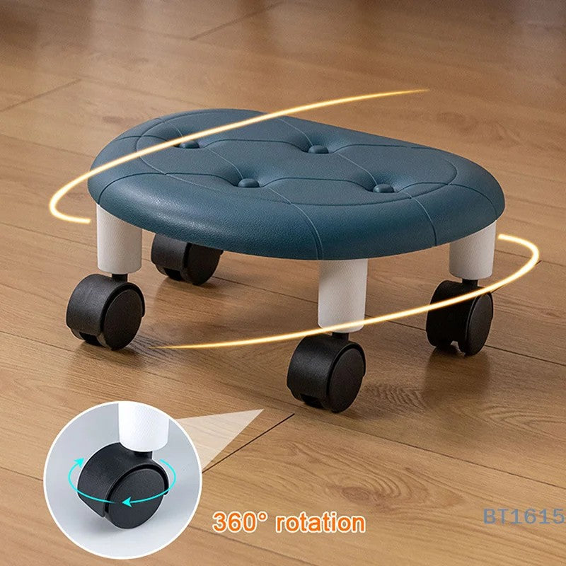 Low Rolling Stool Household Pulley Chair Footstool 360 Degree Rotating Stool Seat With Wheels Children Shoe Changing Stool