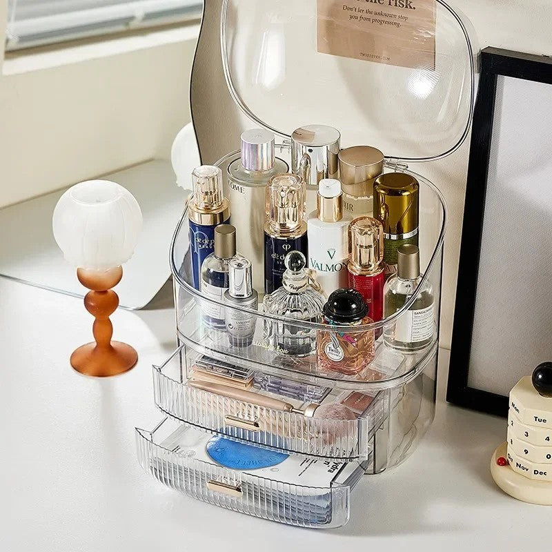 Transparent Desk Makeup Organizer Box,  Cosmetic Jewelry Storage
