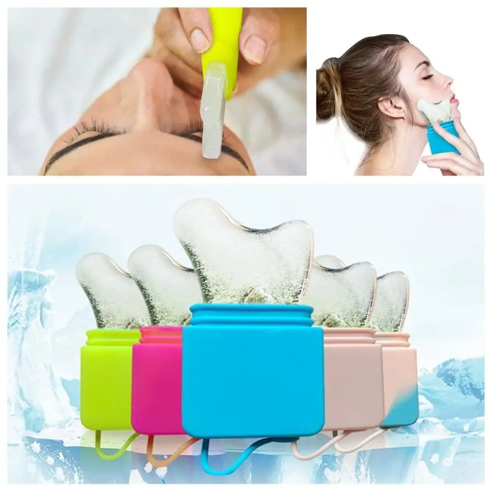 Gua Sha Silicone Ice Face Roller Cold Therapy Alleviate Puffiness Cooling Face Contour Globes Lifting Contour Brighten