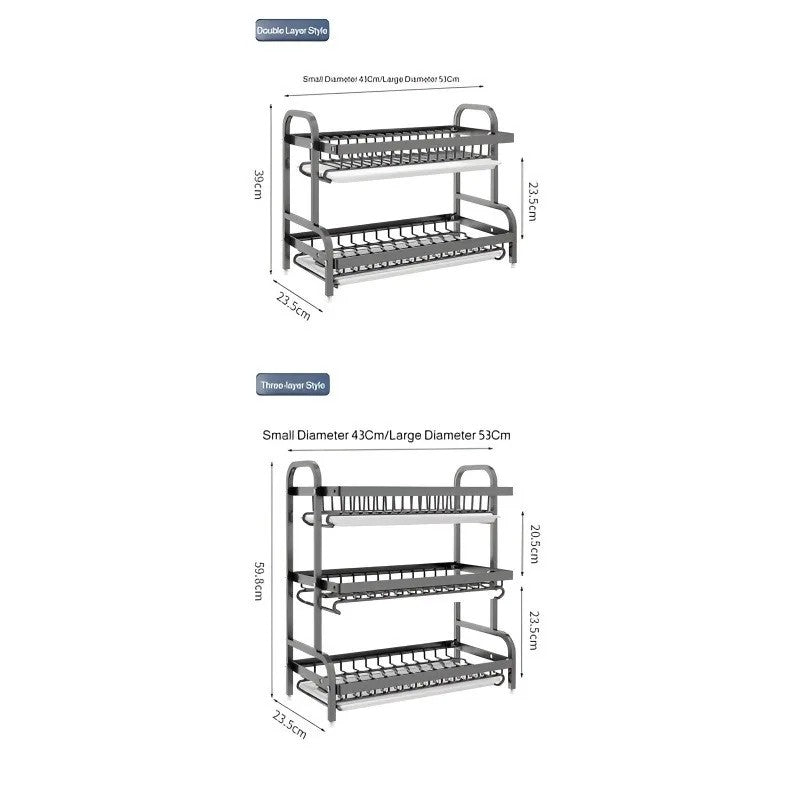 Multi-Functional Kitchen Storage Rack Dish Plate Organizer with Drainage Rack Countertop Utensil Holder for Chopsticks