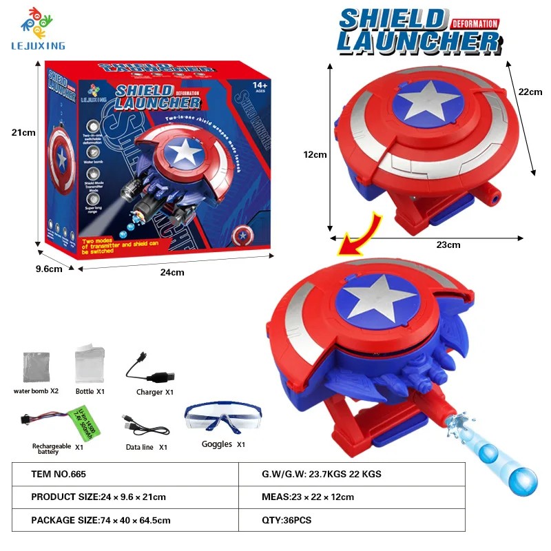Captain America Light Shield Transforming Electric Launcher Water Baby Battle Shooting Boys Gift Toy Action Figure Collectible