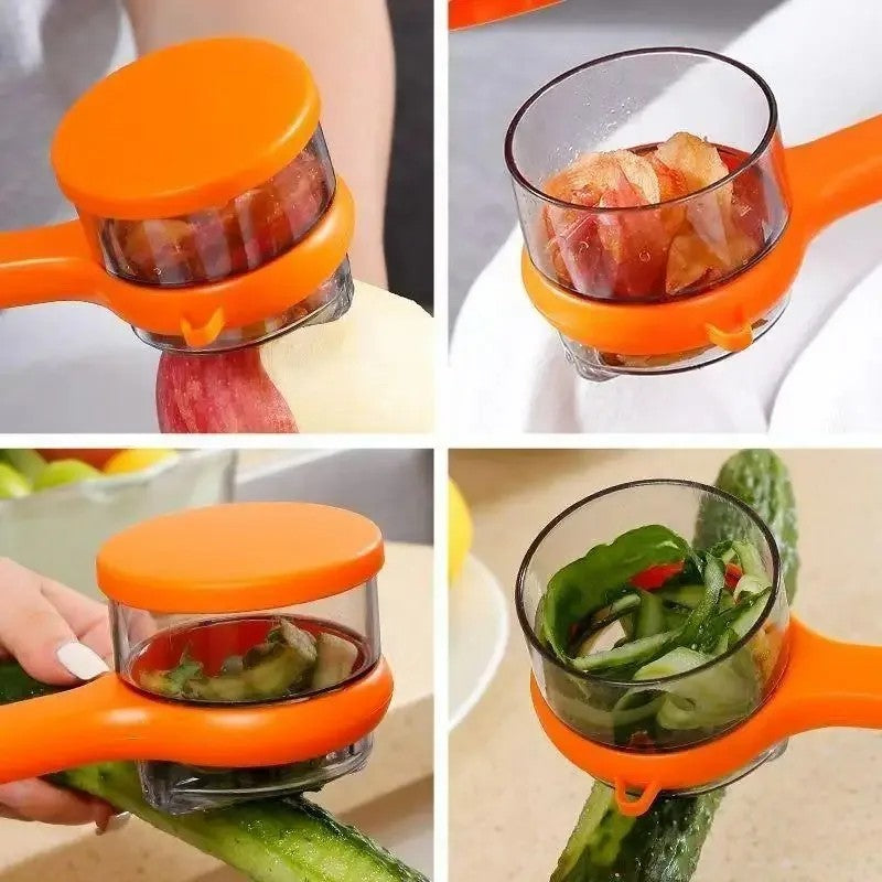 New Potato Peeling Knife Vegetable Peeler with Peelings Storage Bucket Multi-Function Fruit Planing Scraper Kitchen Tools Gadget
