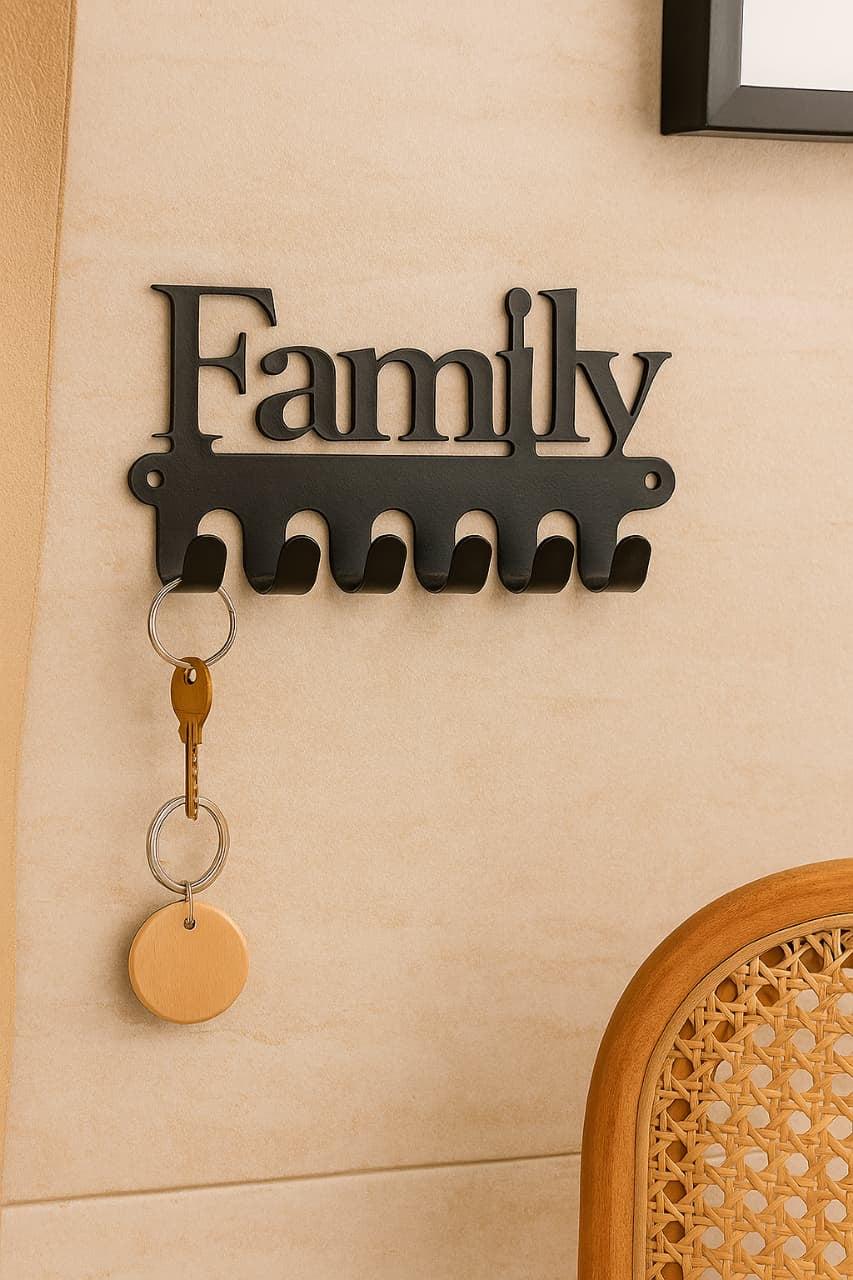 Premium Metal Wall Mounted Key Holder – Decorative Key Hanger for Home, Love, Family, and Kitchen Use (4Variations)