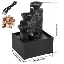 New Tabletop Waterfall Decor Relaxation Meditation Desktop Fountain with Soft Lights Decorative Creative Flowing Water Ornaments