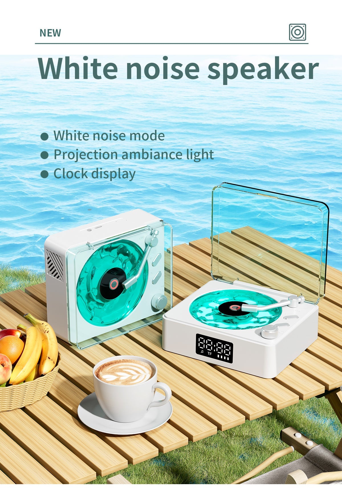 Mini Vinyl Player Sleep Aid Speakers White Noise Bluetooth Speaker Retro