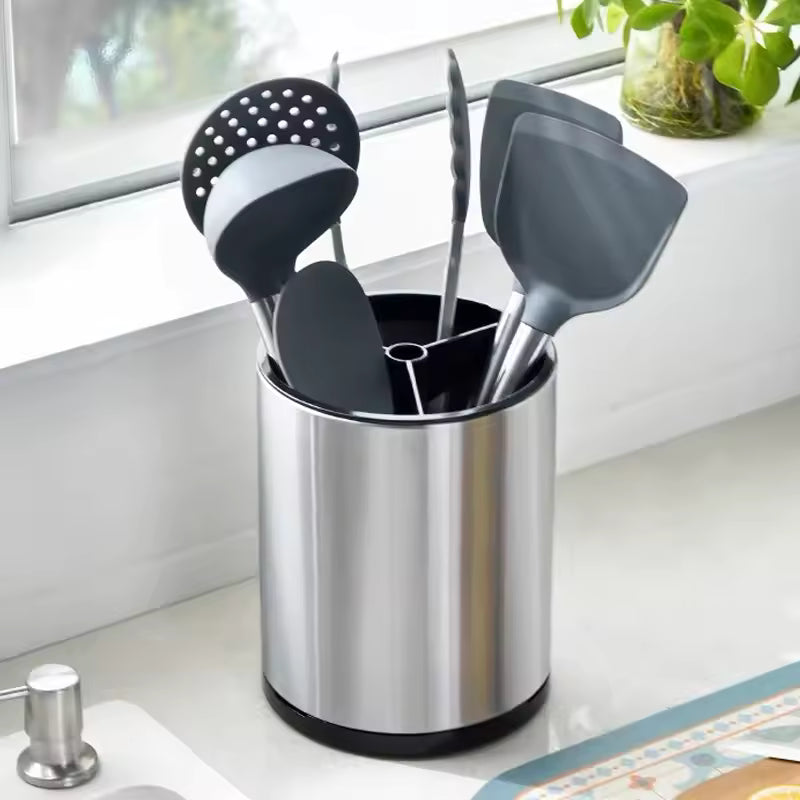 Stainless Steel Kitchen Utensil Set Draining Storage Box