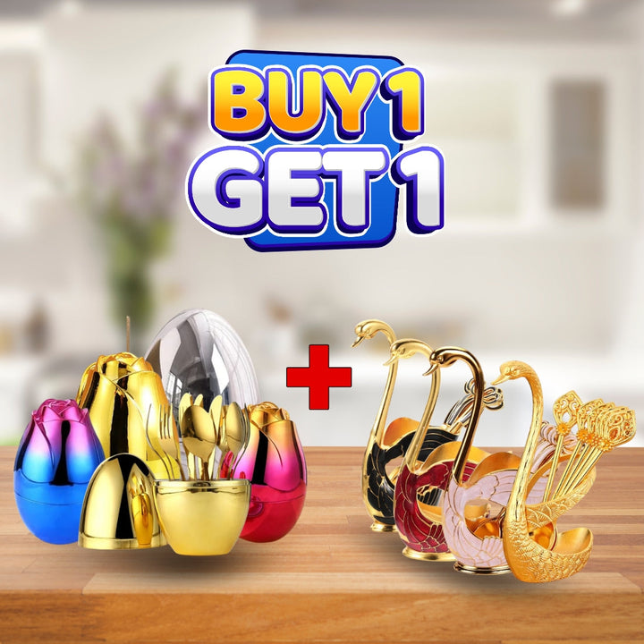 Swan Spoon Set with FREE Egg Spoon Holder – Elegant Dining Cutlery