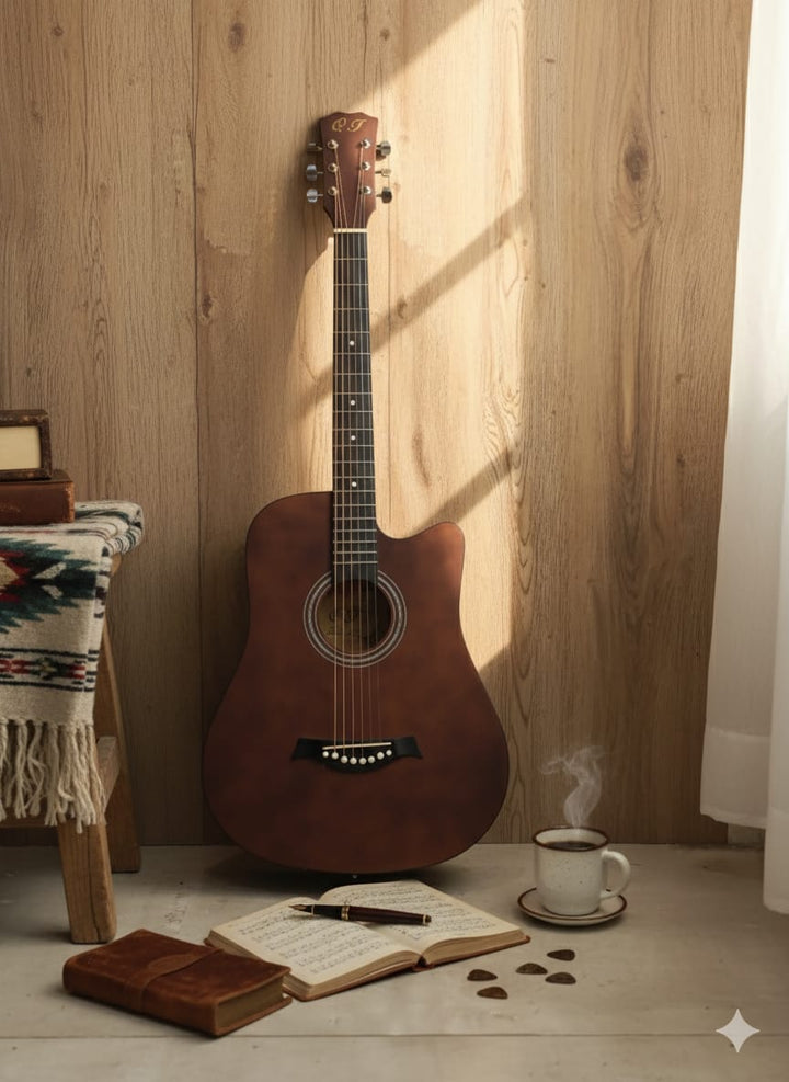 Premium Wooden Acoustic Guitar 38 Inch | Professional Cutaway Design for Beginners & Musicians