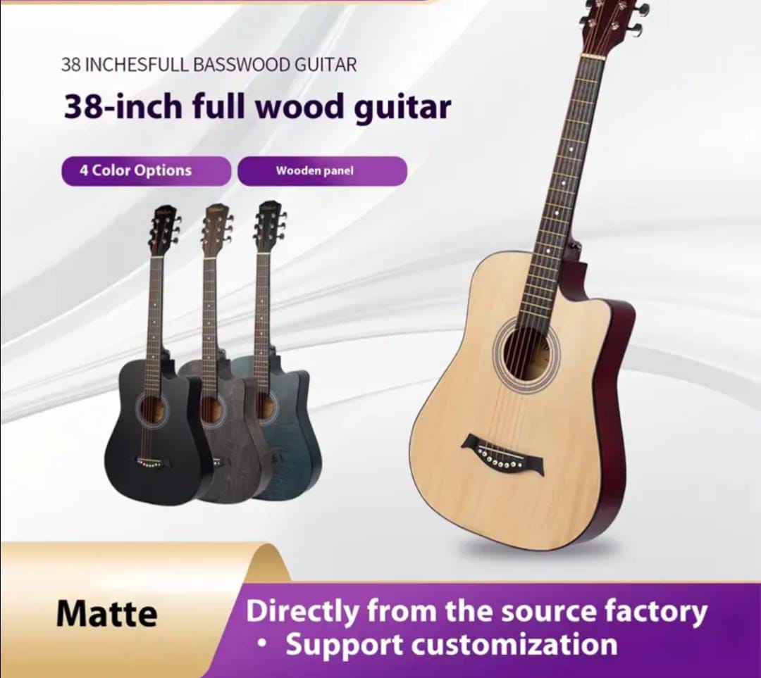 Premium Wooden Acoustic Guitar 38 Inch | Professional Cutaway Design for Beginners & Musicians