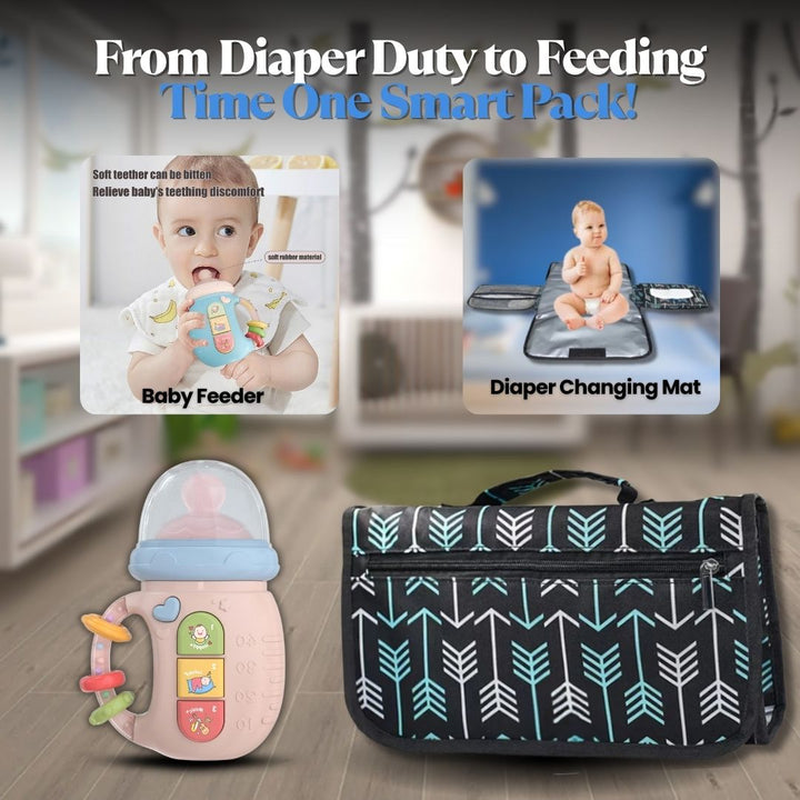 Cute Baby Bottle with Portable Diaper Changing Pad