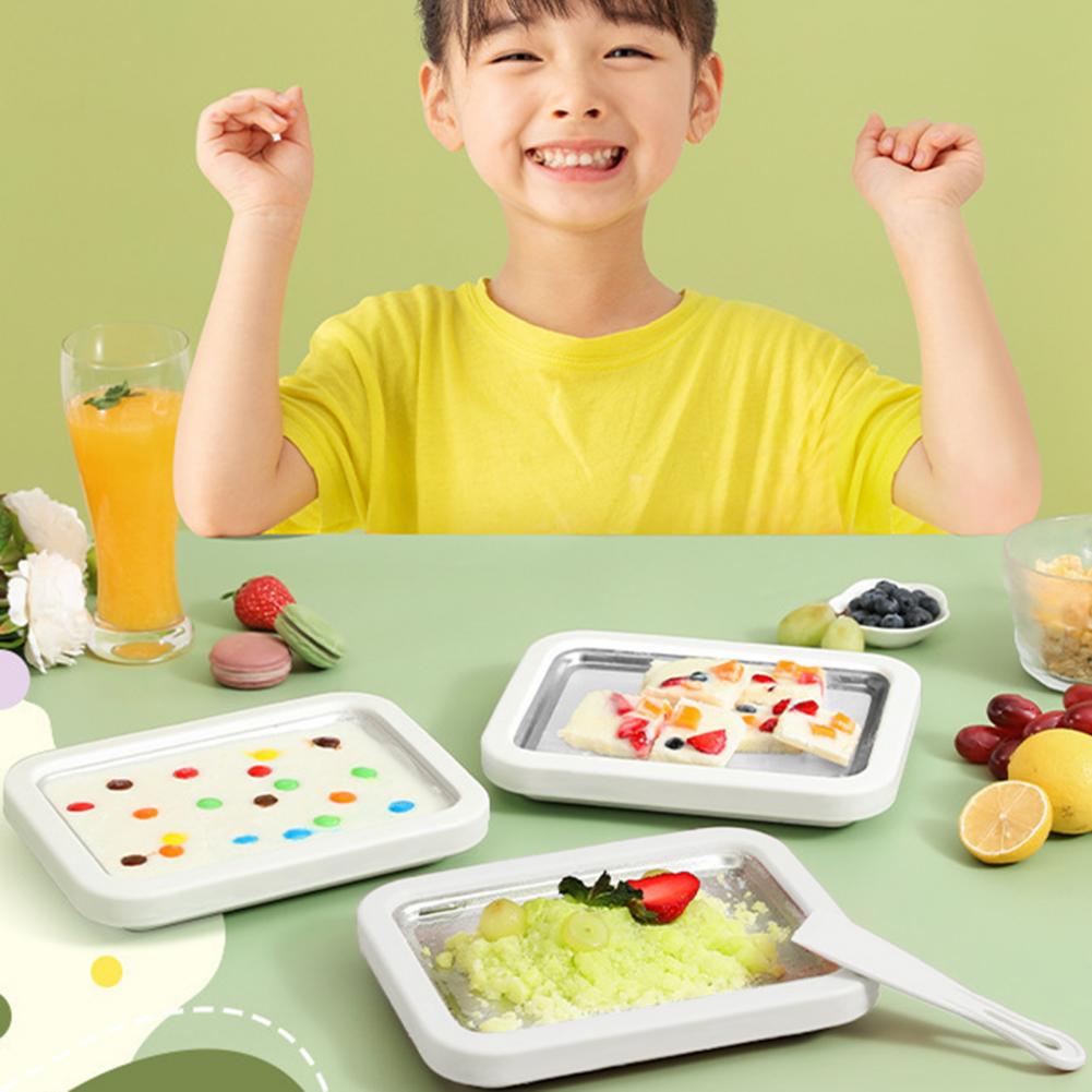 Ice Cream Maker Pan with Scrapers Rolled Ice Cream Pan