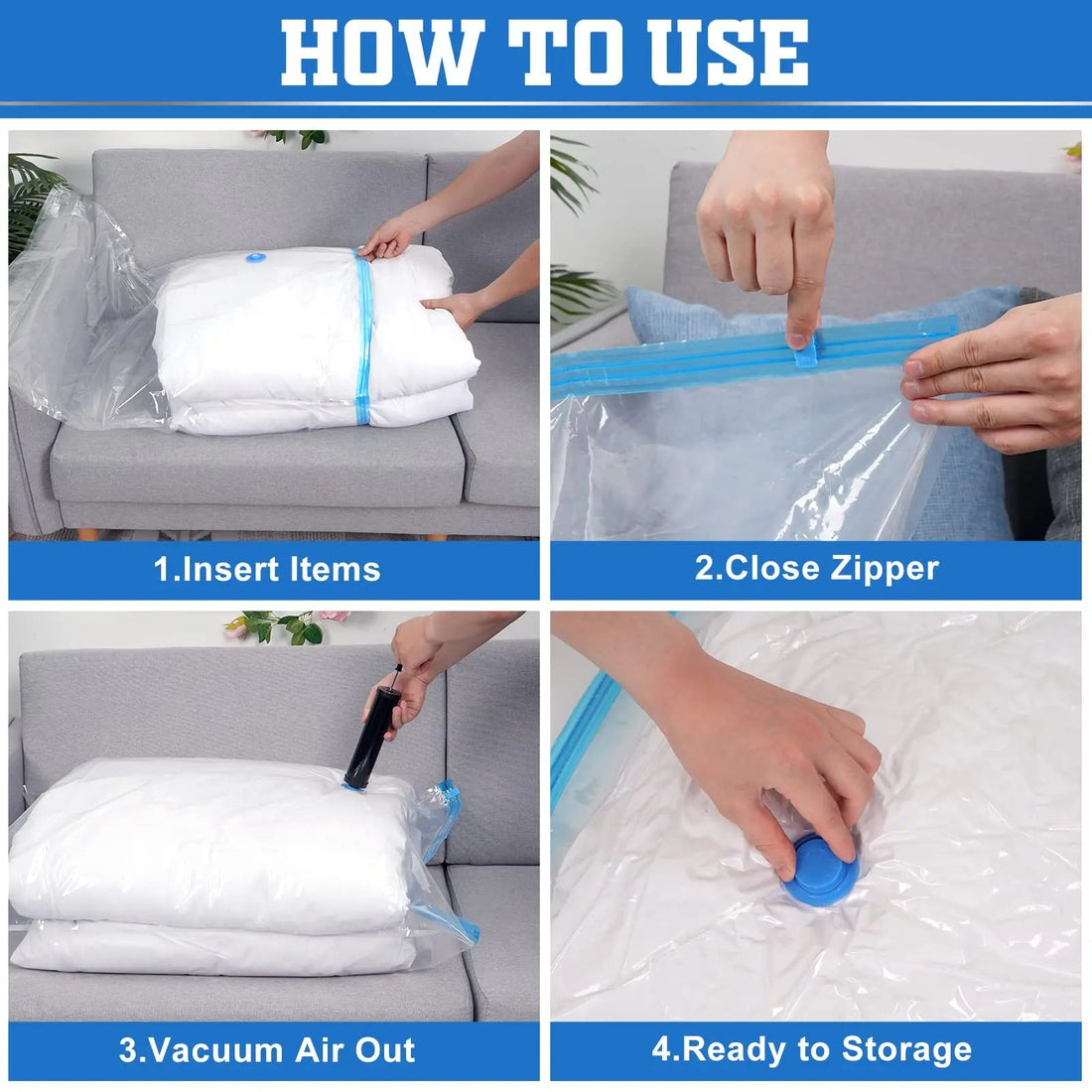 Transparent Vaccum Storage Bag 04 pcs