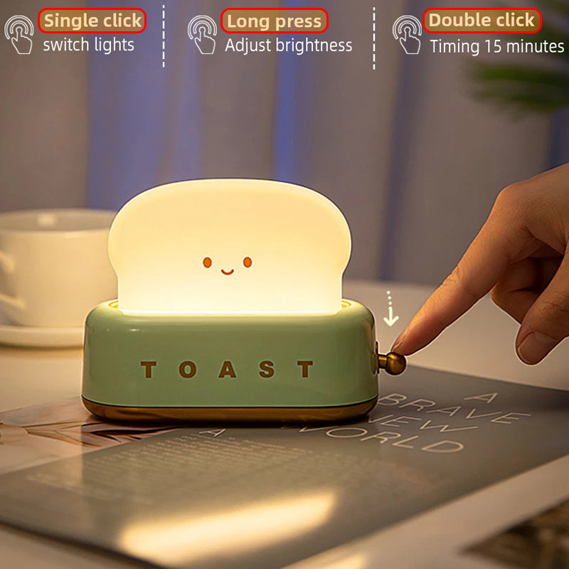 Cute Toast Night Light with Adjustable Brightness –