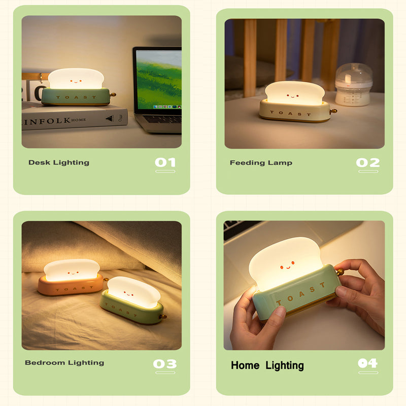 Cute Toast Night Light with Adjustable Brightness –