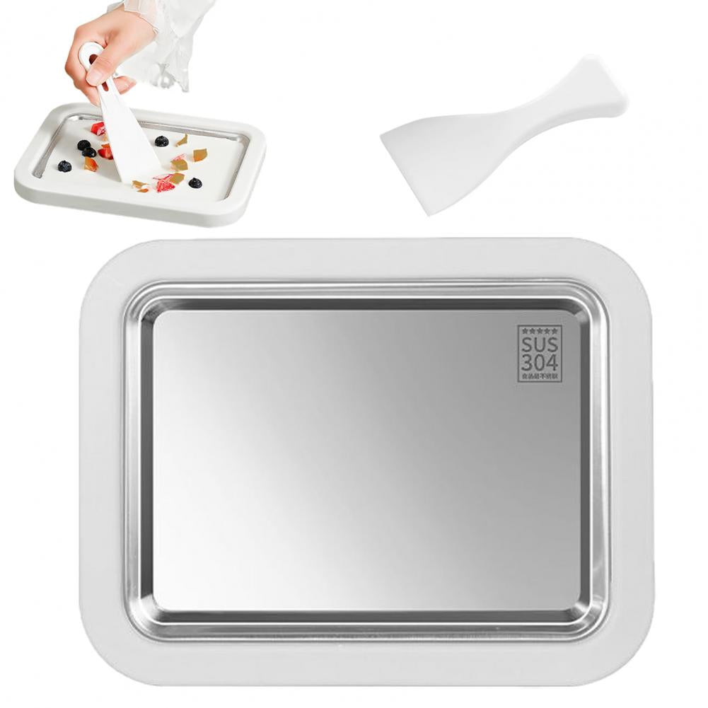 Ice Cream Maker Pan with Scrapers Rolled Ice Cream Pan