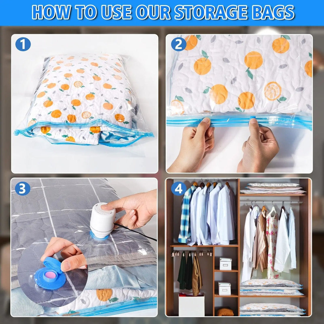 Transparent Vaccum Storage Bag 04 pcs